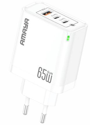 Мзп amaya e102t pd65w+qc3.0 gan (1usb-a/2c) white
