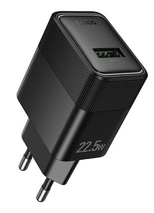 Сетевое зарядное устройство hoco cs111a usb-a быстрая зарядка 22.5w черный с led подсветкой