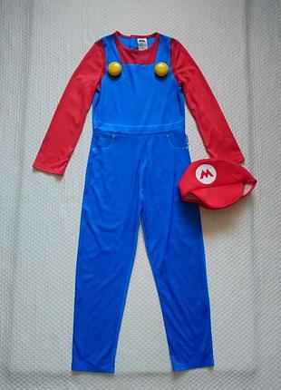 Карнавальный костюм супер марио super mario с кепкой на 7-8 лет