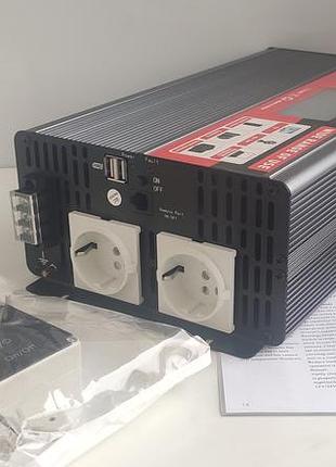 Якісний pure sine wave інвертор 12 v 2000 w 3.8kg 2x220v ground line (заземлення) пульт
