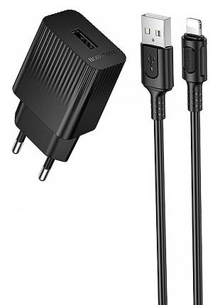 Мзп borofone bas71a source 10.5w (1usb-a) + кабель usb to lightning black