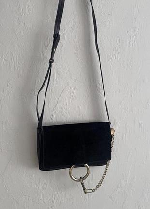 Чорна сумка chloe шкіра + замша