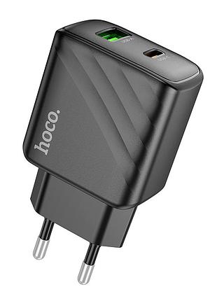 Сетевое зарядное устройство hoco cs23a usb type-c pd qc 30w черный с двумя разъемами для быстрой зарядки