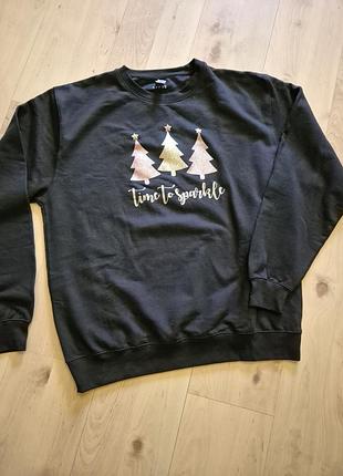 Новый новогодний свитшот lipsy london xl / теплый кофта с елками time to sparkle