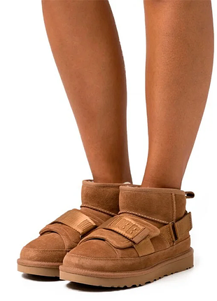 Жіночі уггі ультра міні коричневі замшеві гібрид ugg classic ultra mini hybrid chestnut