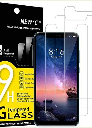 Защитное стекло new'c p3-xm-n6p для xiaomi redmi note 6 pro, 3шт, прозрачное, 9h, 0.33мм, устойчиво к