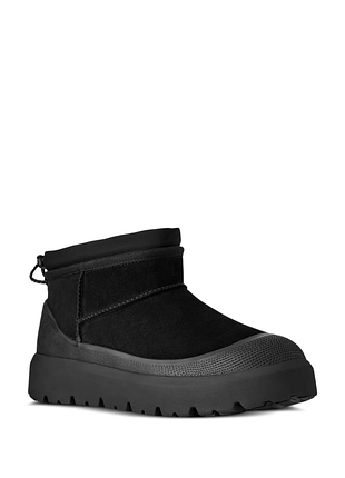Мужские угги ультра мини-гибид черные замшевые ugg classic ultra mini weather hybrid