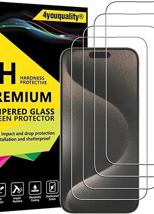 Защитное стекло qsd-4packi15promax прозрачное для iphone 15 pro max 6.7" 4 шт закаленное 9h ударопрочное