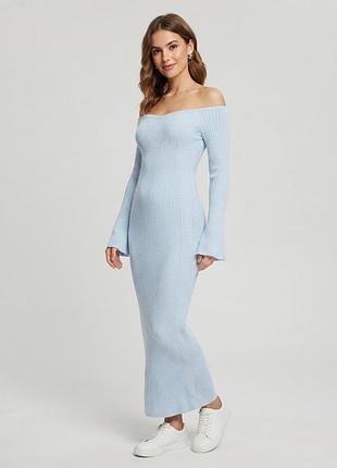 нежное трикотажное платье миди "maternity baby blue" от prettylittlething