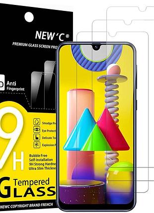 Защитное стекло new'c для samsung galaxy m21/m31 прозрачное 3 шт 0.33 мм 9h закалённое олеофобное без пузырей