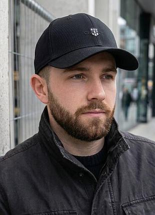 Бейсболка коттоновая мужская gant утепленная на флисе с откидными ушами, черная (s, m, l/xl)