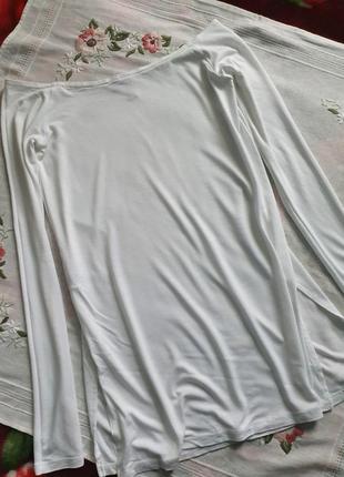Блузка ковточка спущение плечи белая вискоза с високими разрезами6 фото