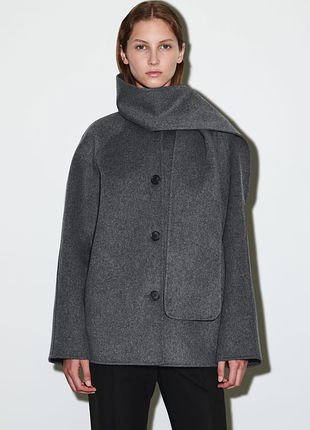 Пальто коротке cos double-faced wool scarf short jacket / xxs
