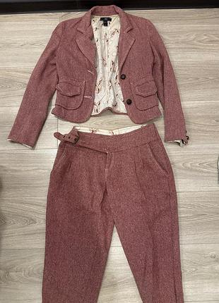 Жіночий брючний костюм mango бордовий s/m