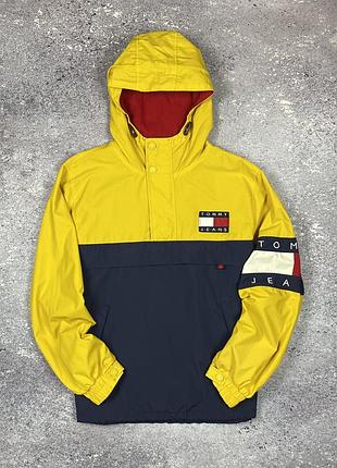 Яркий мужской анорак / ветровка tommy jeans 90's colorblock freesia