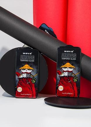 Защитное 2.5d стекло weva airbag (тех.пак) для apple iphone 15 pro max (6.7") черный