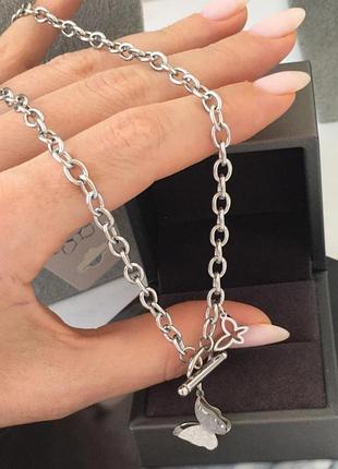 Цепочка с подвеской бабочка из медицинской стали (stainless steel)
