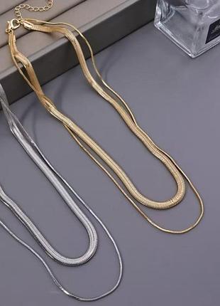 Ланцюжок снейк з медичної сталі (stainless steel) лимонна позолота