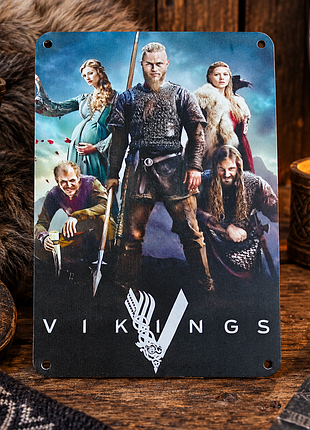 Металлическая винтажная табличка викинги vikings постер 14х20 см
