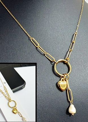 Ланцюжок з підвіскою з медичної сталі (stainless steel) лимонна позолота