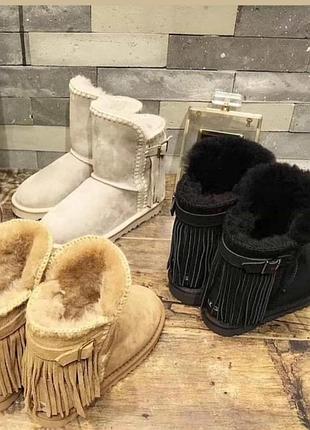 Уггі жіночі ugg короткі чорні замшеві