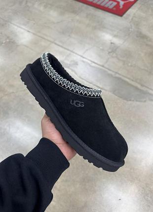 Мужские угги ультра мини черные замша ugg tasman slipper black