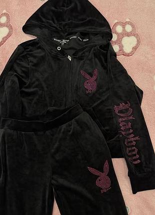 Спортивний костюм жіночий playboy велюровий чорний