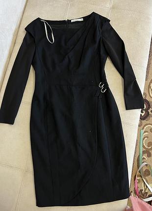 Karen millen вовна сукня чорна класична з рукавами