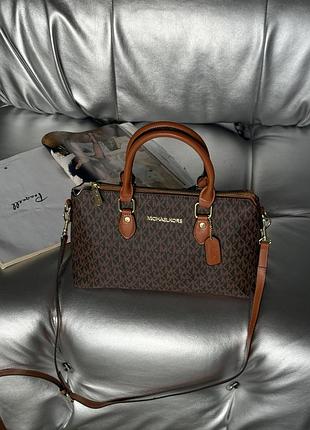 Жіночий шкіряний шопер майкл корс міський шопер michael kors сумка для дівчини через плече мішель корс брендовий коричневий