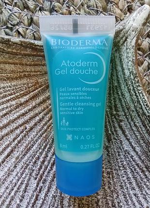 🩵уценка миниатюра 8мл. bioderma atoderm gentle shower gel гель для душа, для сухой и чувствительной кожи