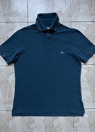 Поло vivienne westwood man’s polo shirt xl green 100% cotton orb logo designer italy