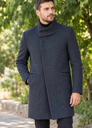 Пальто чоловіче pull and bear сіре на ґудзиках прихованих, розмір m/38