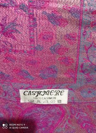Великий кашеміровий 💯 шарф - палантин з переливами cashmere. пейслі турецький огірок2 фото