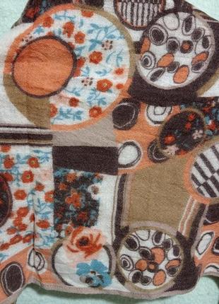 Ро2. кашеміровий вовняний коричневий шарф pashmina геометричний малюнок пашміна вовна кашемір5 фото