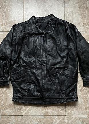 Кожаная куртка rare vintage 80s uk leather jacket womens l black peter pan collar avant garde