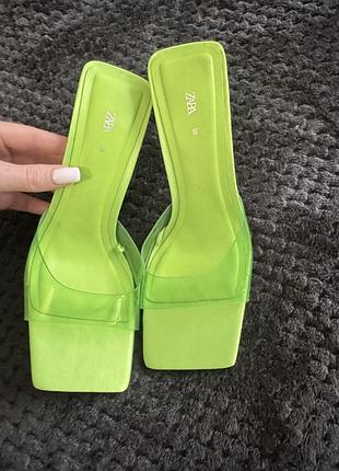 Мюлі жіночі zara салатові, розмір 38