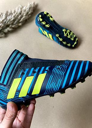 Бутси сороконіжки дитячі для хлопчика adidas nemeziz 29 розмір устілка 17.5 см сині
