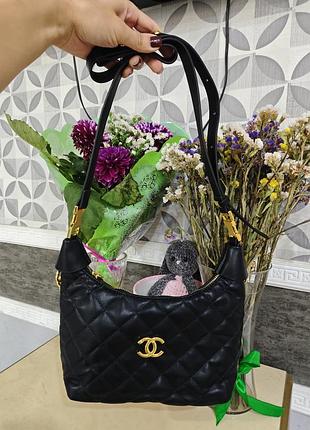 Сумка жіноча chanel чорна стьобана