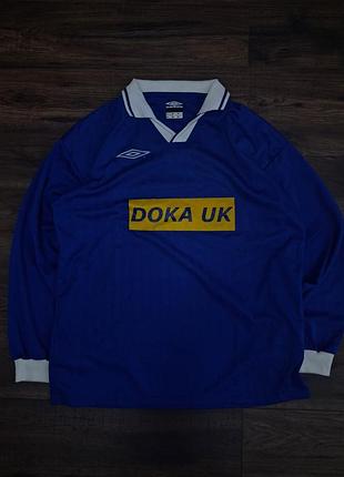 Вінтажна футбольна джерсі umbro xl лонгслів синя (ретро футболка)