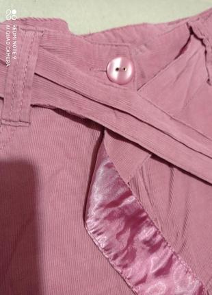 Супер гарна рожева спідниця полусолнце з дрібного вельвету з вишивкою, аплікацією бавовна 💯4 фото