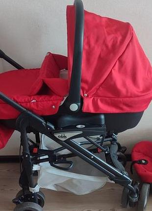 Коляска детская cam combi tris 3 в 1 + автокресло + тележка для прогулок