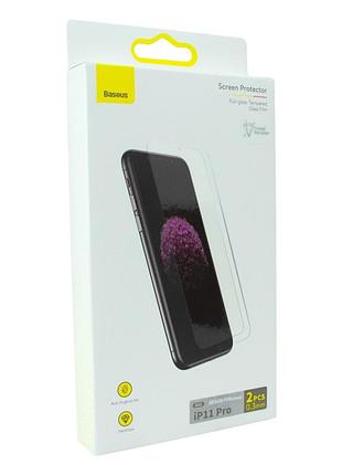 Защитное стекло baseus 0.3mm для iphone x/xs/11 pro (2 шт) sgbl063602