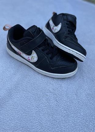 Дитячі шкіряні кросівки nike court borough low vf vintage floral (bq7032-001) — розмір 32