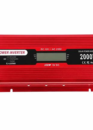 Інвертор 5 core 2000w 12v lcd • перетворювач напруги 5 core 2000w 12v-220v digital з робочою потужністю 1000 вт і дисплеєм