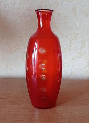 Винтажная ваза из рубинового стекла, ссср, 1960-70-е годы.