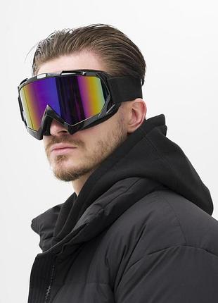 Мужские лыжные очки горнолыжные маска зеркальная without chameleon black&amp;purple