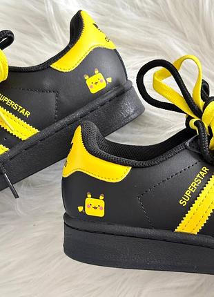 Adidas superstar pokemon black yellow custom 5