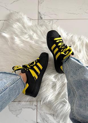 Adidas superstar pokemon black yellow custom
