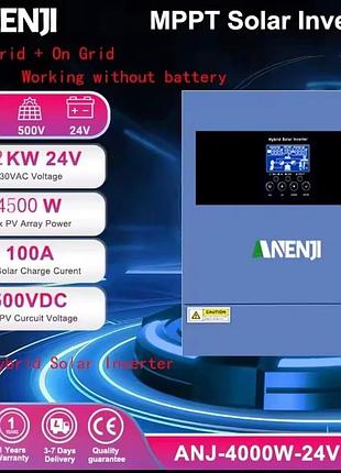 Гибридный инвертор anenji 4.2 квт 24v wifi (anj-4000w-24v) чистый синус на аккумулятор