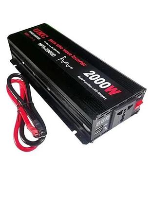 Інвертор 5 core 2000w 12v з чистою синусоїдою • перетворювач 5 core 2000w 12v-220v ac/dc pure sine wave для резервного живлення